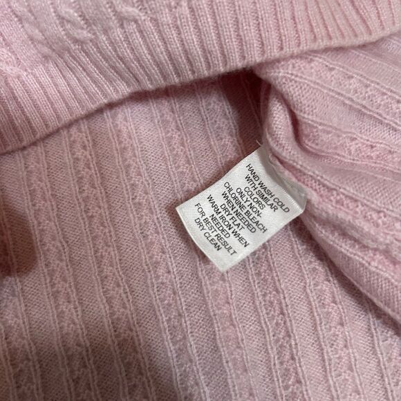 Prive Sweater Cable Knit 100% Cashmere Crewneck Women's Size Large Pink - Picture 7 of 7